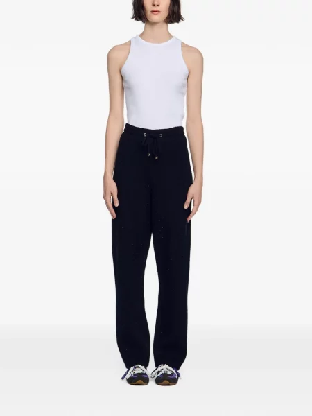 Stras pantaloni Sandro alergare cu cordon negru