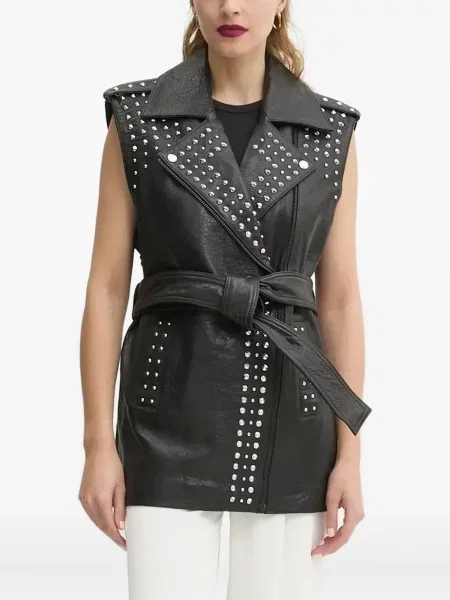 Kamizelka Bruuns Bazaar skórzana z ćwiekami czarna