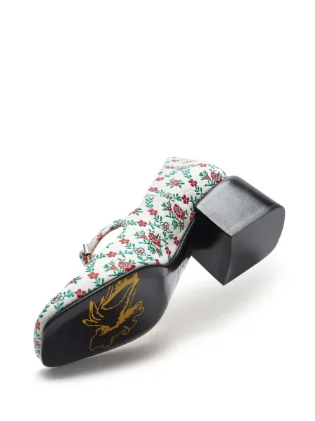 Pantofi cu toc Lili Curia cu model floral alb