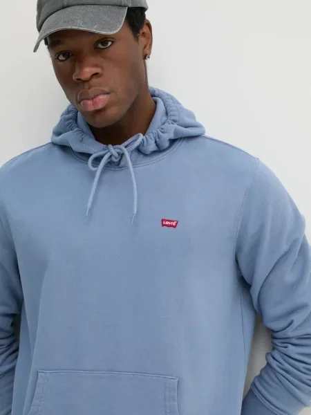 Levi's hanorac de barbati verde cu glugă neted albastru