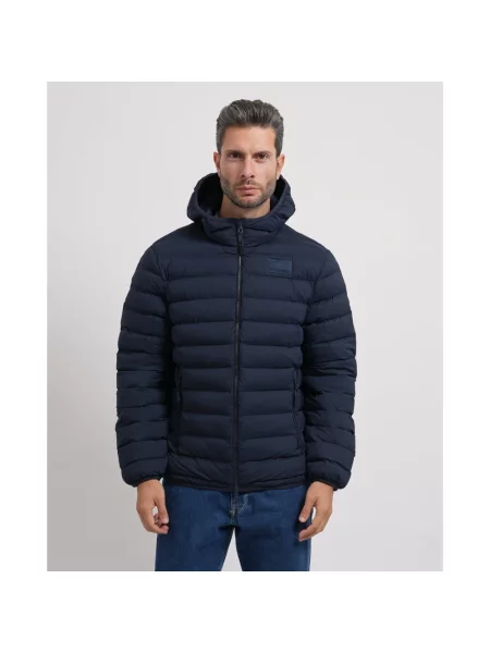 Kurtka Emporio Armani Ea7 z kapturem z logo niebieska