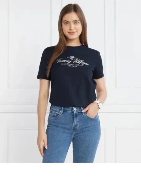 Tommy Hilfiger Póló REG HILFIGER SCRIPT C-NK SS kék