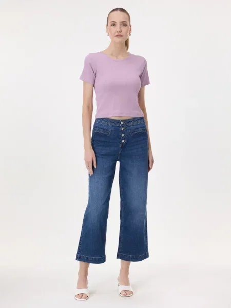 Scurt top Orsay cu mâneci scurte violet