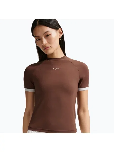Tricou pentru femei Nike Gloss Fitted Top light chocolate