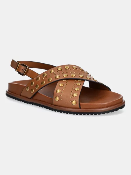 Usnjeni sandali Twinset rjava