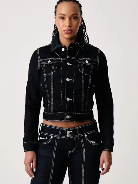 Juicy Couture traper jakna za žene od pamuka DOG CREST DENIM plava