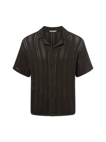 Redefined Rebel koszula z dzianiny RRJon Mężczyźni wypukły wzór tkaniny S zielony