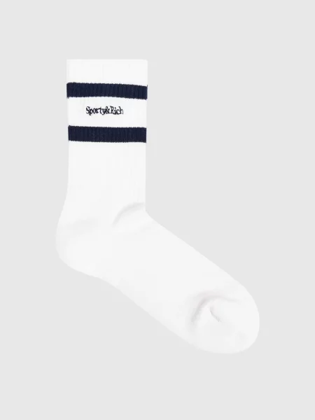 Шкарпетки з вишивкою логотипа Sporty & Rich білі