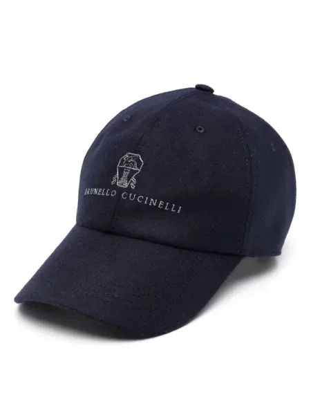 Șapcă Brunello Cucinelli cu broderie de flanelă albastru