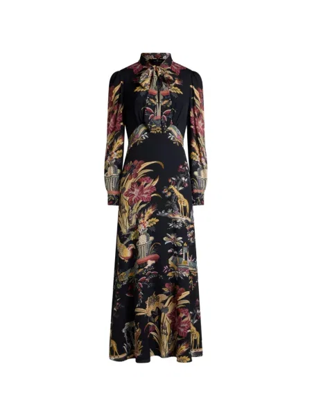 Rochie Etro de mătase cu model floral cu imagine negru