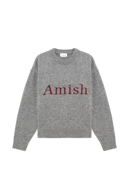 Pulover Amish cu autograf gri