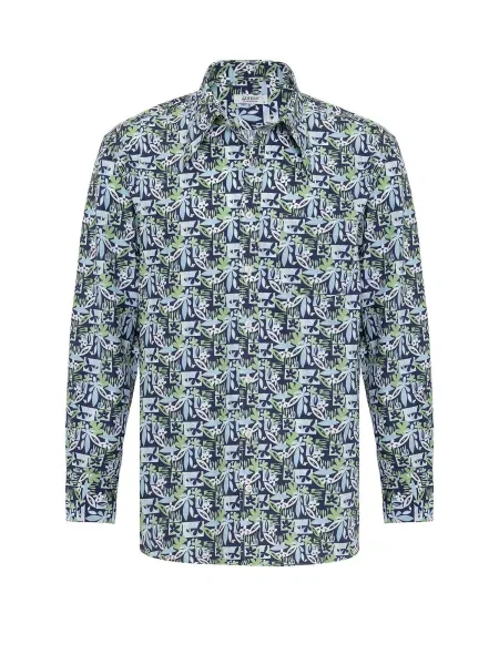 By Diess Collection Cămașă albastru marin / albastru deschis / verde alb