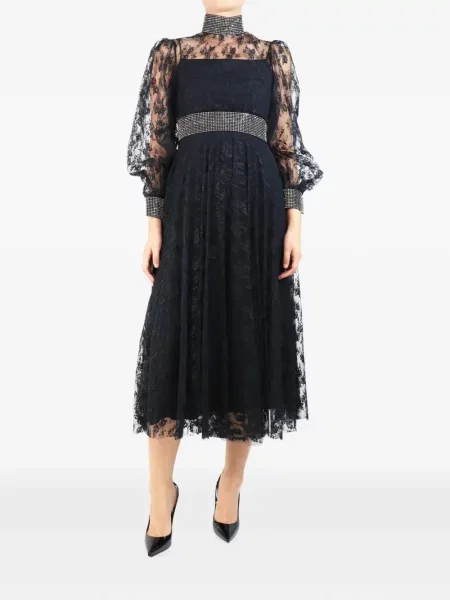 Rochie maxi Christopher Kane cu model floral din dantelă negru