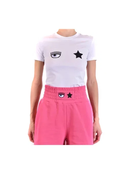 Koszulka Chiara Ferragni z nadrukiem z krótkim rękawem biała