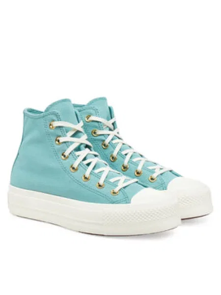 Converse Plátěnky Chuck Taylor All Star Lift Platform Gold Tyrkysová zlaté