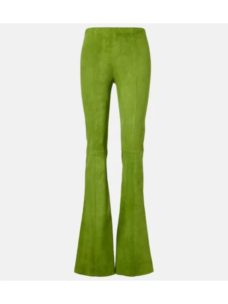 Pantaloni Stouls din piele de căprioară evazate verde