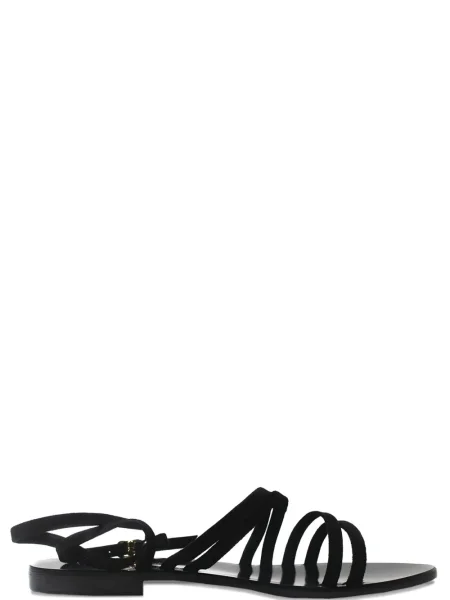 Kožené sandály Capri Positano Sandals na ramínka černé