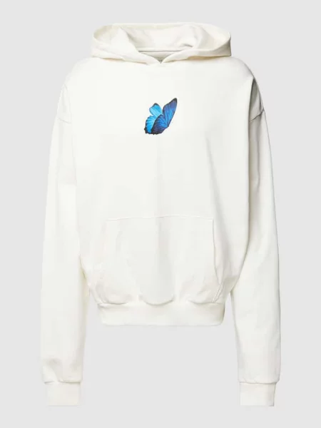 Bluza z kapturem i nadrukiem z motywem model ‘LE PAPILLON’ Mister Tee biała