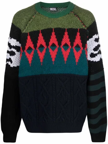 Dzianinowy sweter Diesel zielony