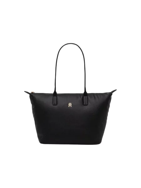 Shopperka Tommy Hilfiger bez fiszbin skórzana czarna