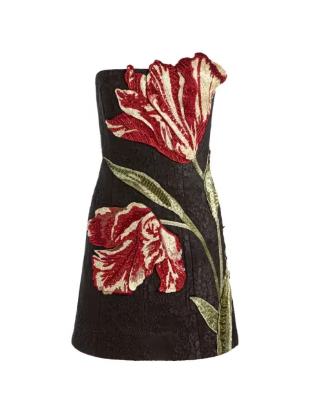 Rochie mini Alice + Olivia cu paiete cu model floral negru
