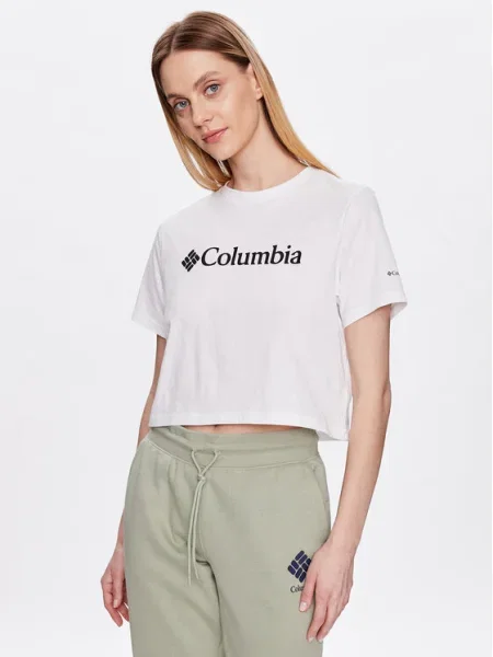 Columbia Tricou North Casades Cropped Fit alb