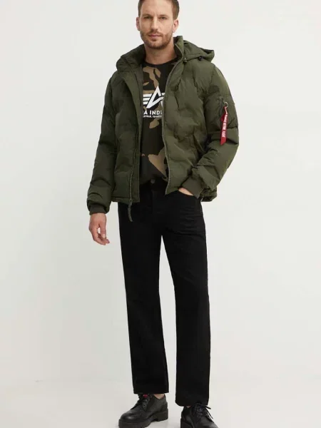 Alpha Industries Pánske tričko Basic Camo wdl camo 65 zelená
