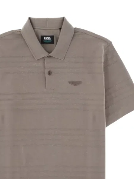 Tricou polo Boss cu dungi gri