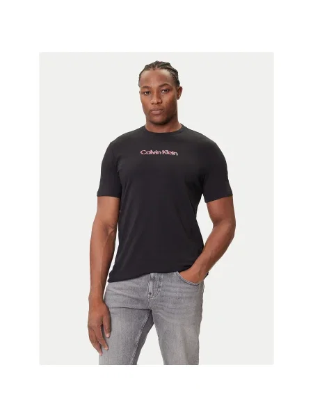 Calvin Klein Jeans Póló Glitched Logo Regular Fit fekete