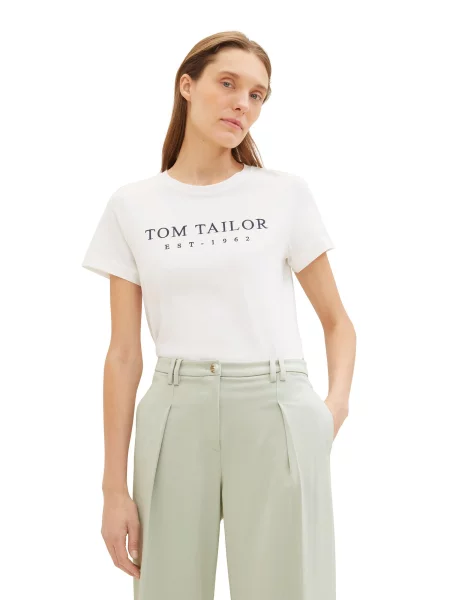 TOM TAILOR Tricou albastru noapte alb