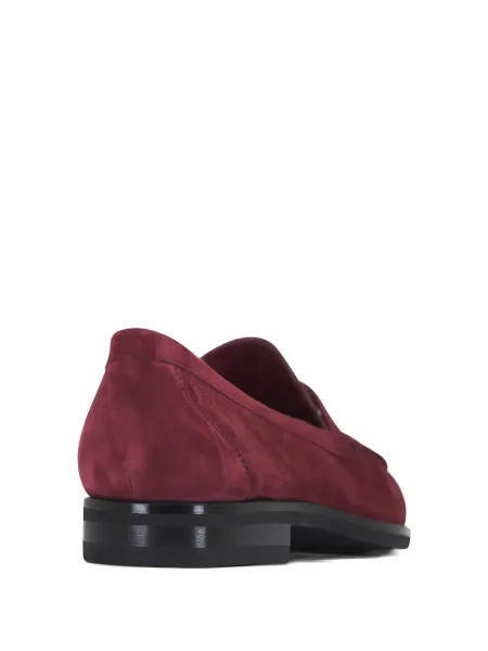 Pantofi loafer Santoni din piele de căprioară roșu