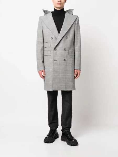 Kostkovaný dvouřadý kabát Moschino