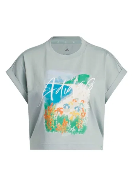 ADIDAS SPORTSWEAR Tehnička sportska majica SUMMER ROMANCE azur / pastelno zelena / narančasta bijela