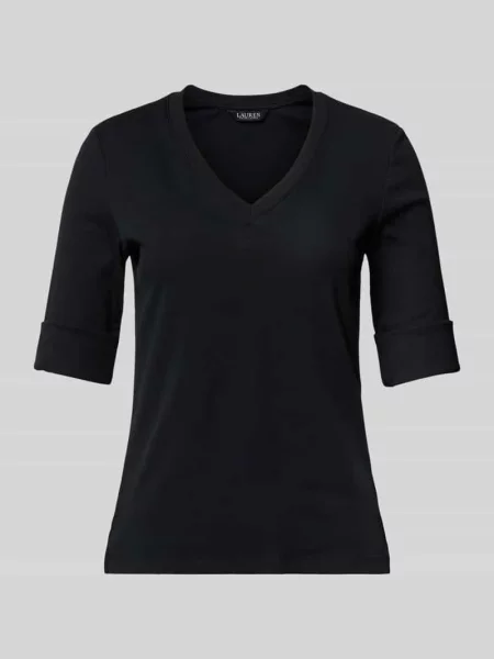 T-shirt o kroju slim fit z mieszanki bawełny model JUDY' Lauren Ralph Lauren czarna