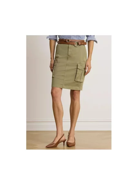Wąska spódnica midi z mieszanka bawełny Lauren Ralph Lauren zielona