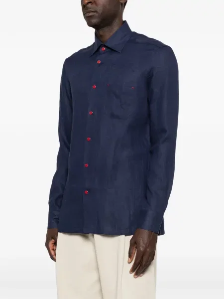 Риза Kiton преден джоб синьо