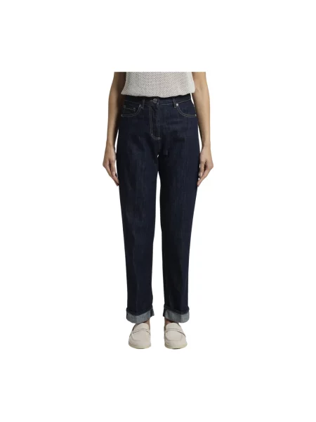 Jeansy straight leg Peserico niebieskie