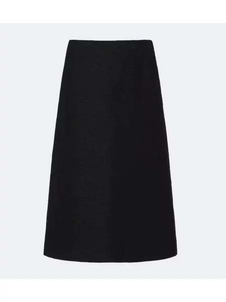 Fustă midi Fendi de lână negru