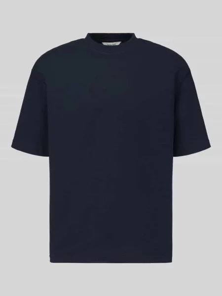 T-shirt o kroju loose fit z okrągłym dekoltem model OSCAR' Selected niebieska