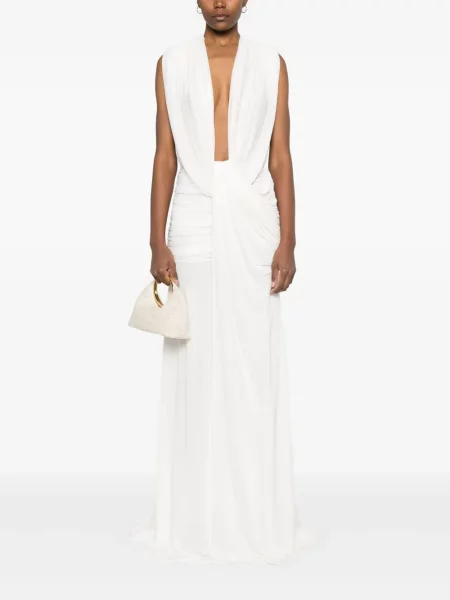Rochie maxi Christopher Esber drapată de costum alb