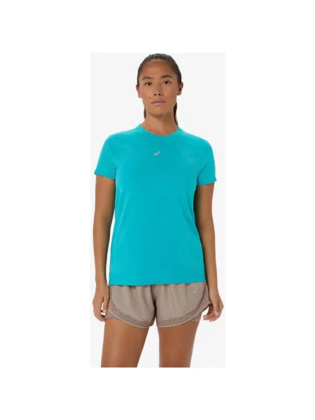 Koszulka z krótkim rękawem ASICS Road Seamless turkusowy XS niebieski