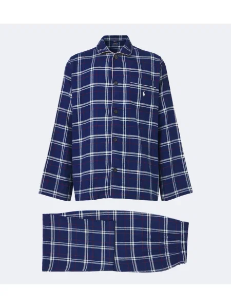 Pijamale Polo Ralph Lauren în carouri de flanelă albastru