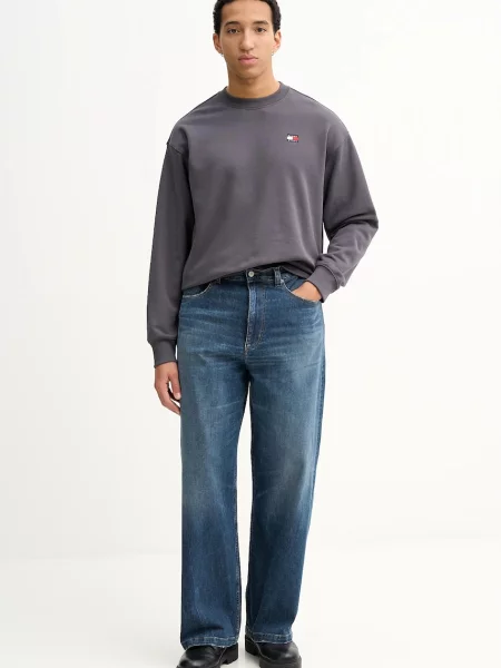 Bombažen pulover Tommy Jeans siva