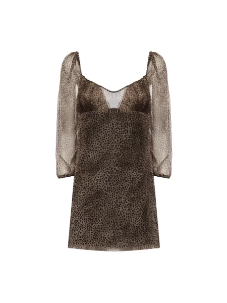 Jedwabna sukienka w panterkę Saint Laurent z nadrukiem w panterkę