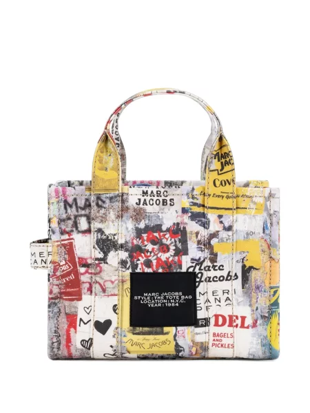 Geantă shopper Marc Jacobs din canvas alb