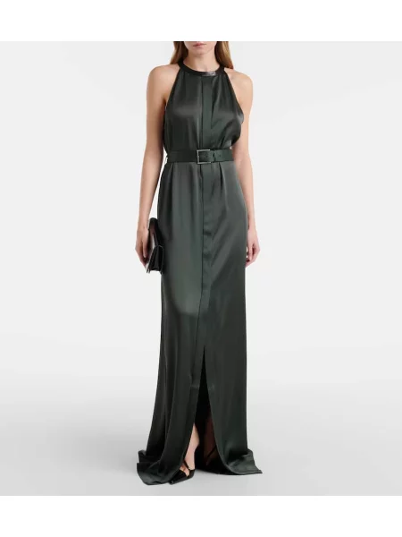 Rochie Tom Ford din satin cu gât halter verde