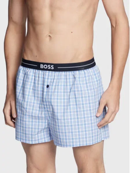 BOSS Boxerky Nos kouřově modrá / noční modrá / světlemodrá bílá