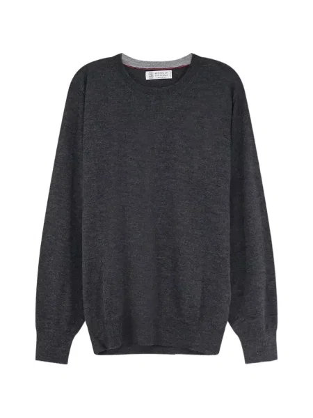 Pulover Brunello Cucinelli cu decolteu rotund gri