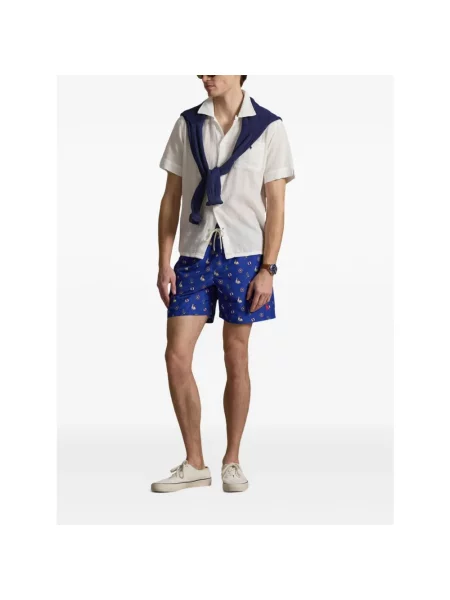 Kąpielówki Polo Ralph Lauren z nadrukiem niebieskie
