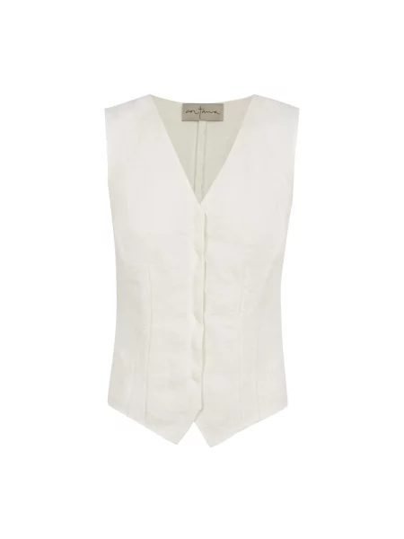 Lniany top Cortana biały